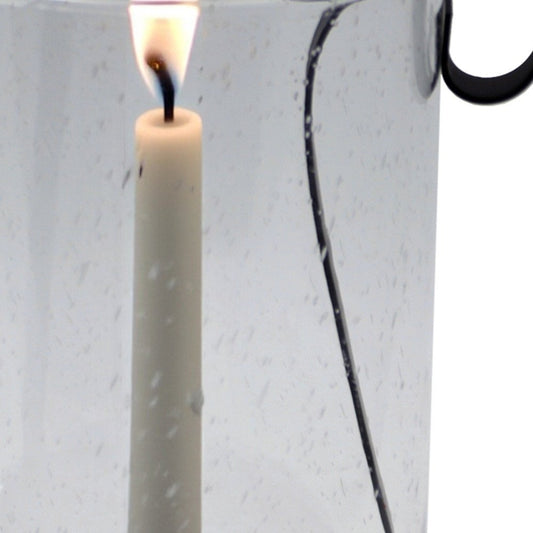 12" Light Gray Glass Centerpiece Taper Candle Holder With Candle HomeRoots