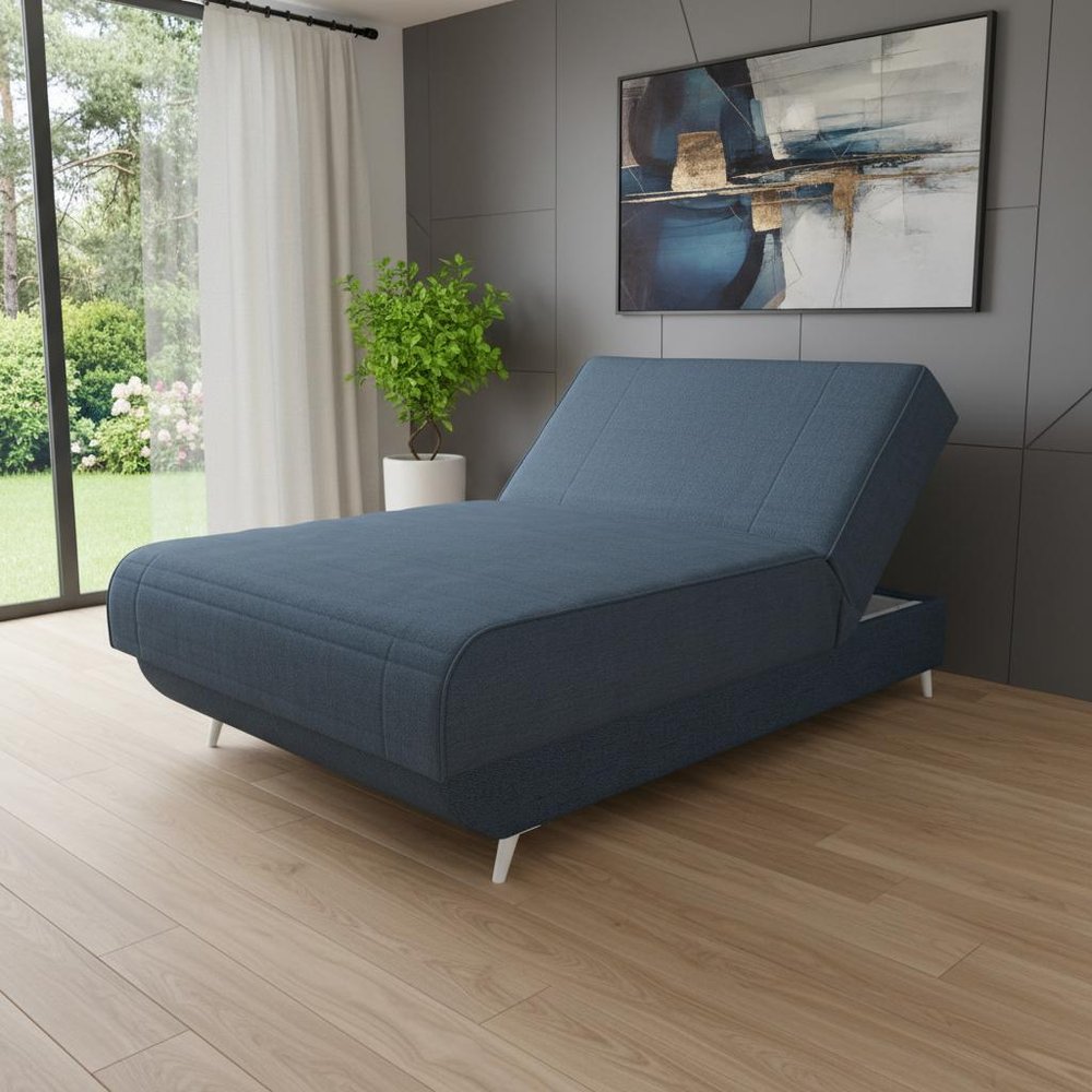Blue Jeans and Blue Full Adjustable Upholstered Polyester No Bed Frame with Mattress HomeRoots