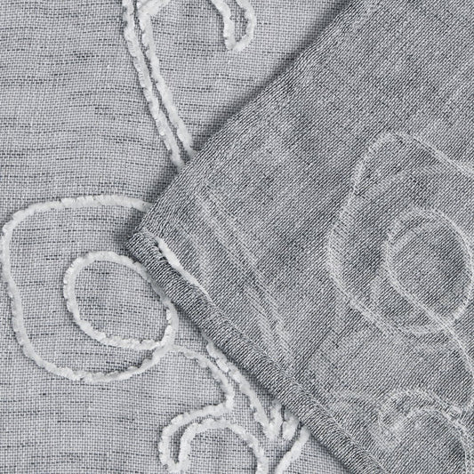 72" Gray Floral Faux Linen Shower Curtain With Embroidery HomeRoots