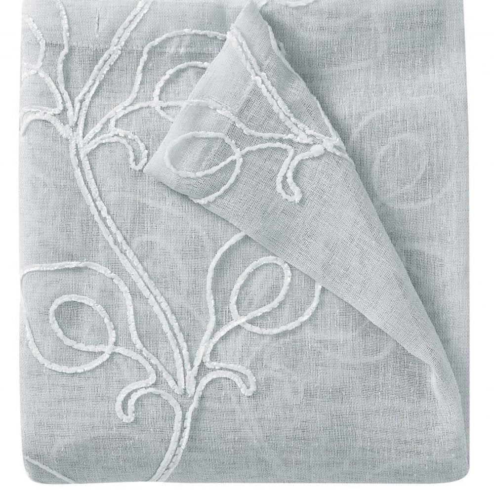 72" Gray Floral Faux Linen Shower Curtain With Embroidery HomeRoots