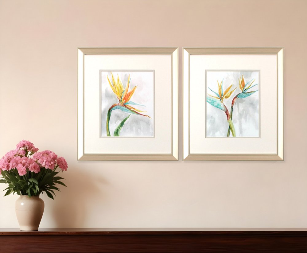 Set Of Two Bird of Paradise Champagne Framed Print Wall Art HomeRoots