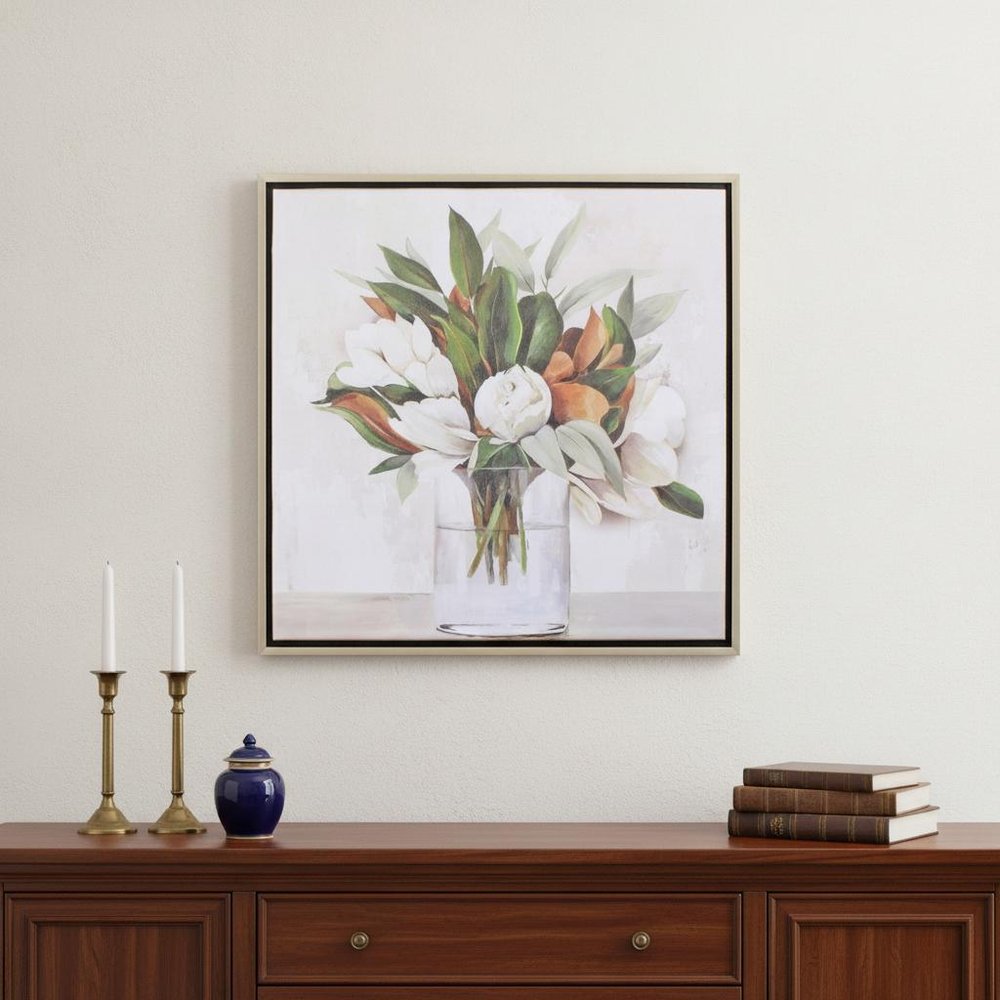 Magnolia Bouquet Silver Framed Print Wall Art HomeRoots