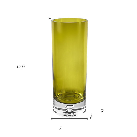 11" Green Crystal Glass Cylinder Table Vase HomeRoots