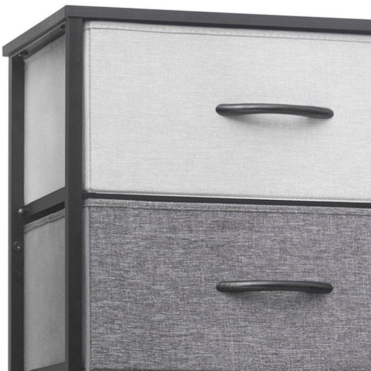 18" Gray and Black Steel and Fabric Six Drawer Chest HomeRoots