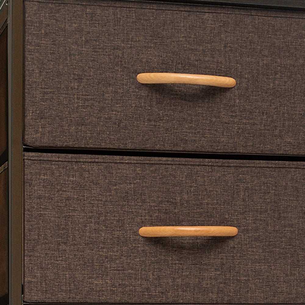 18" Brown Steel and Fabric Six Drawer Chest HomeRoots