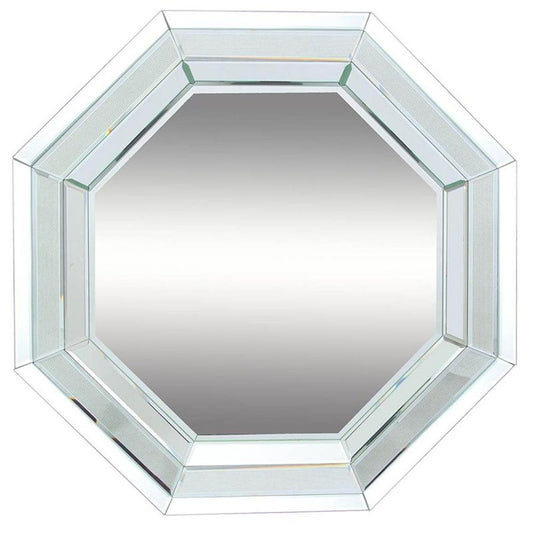 28" Silver Octagon Glass Framed Accent Mirror HomeRoots