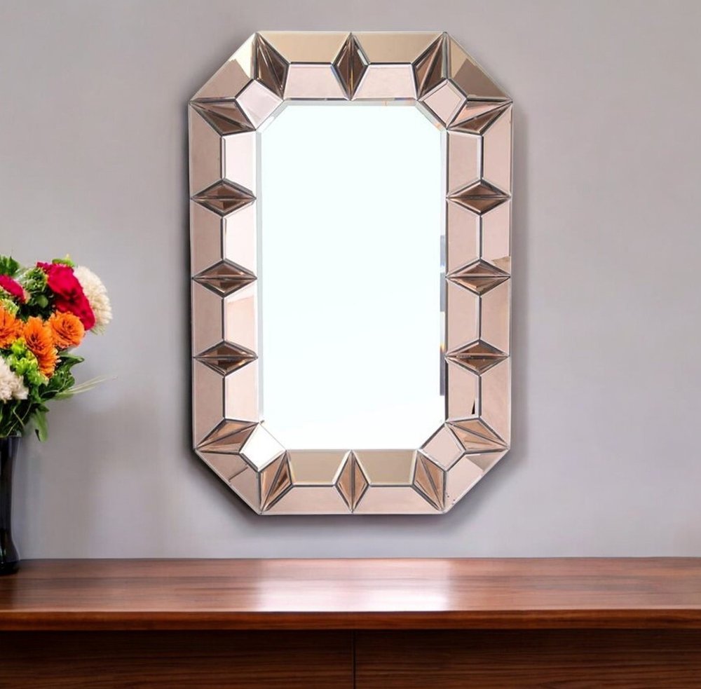 35" Rose Gold Glass Abstract Ornate Framed Accent Mirror HomeRoots