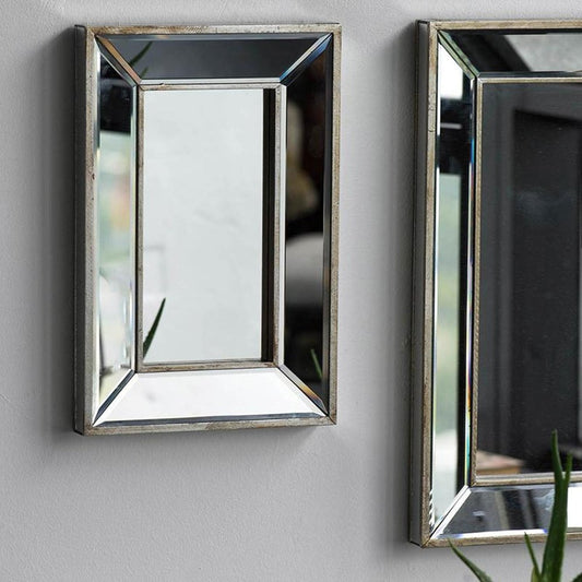 18" Silver Beveled Glass Framed Accent Mirror