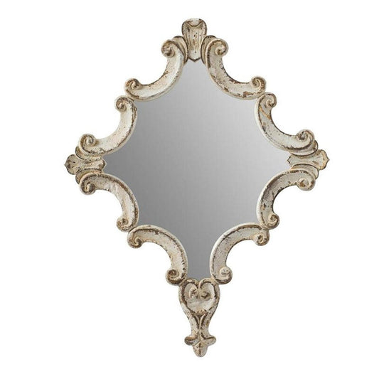 30" White Diamond Solid Wood Framed Accent Mirror HomeRoots