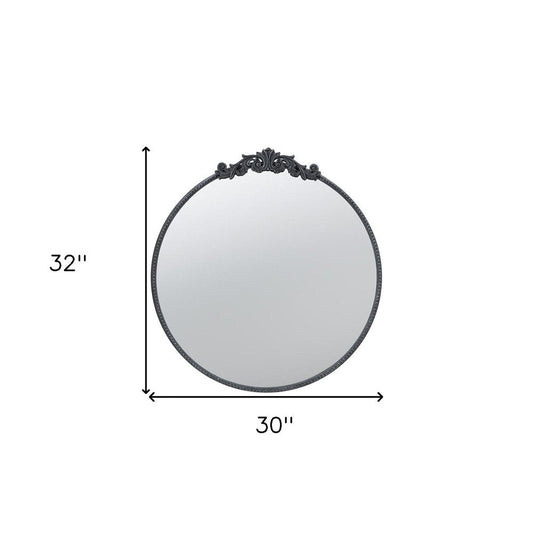 32" Black Crowned Top Iron Framed Accent Mirror HomeRoots
