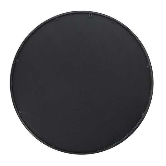 36" Black Round Iron Framed Antiqued Glass Accent Mirror HomeRoots