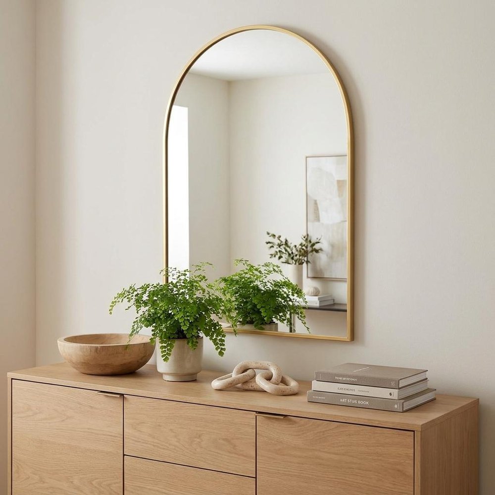 36" Gold Arch Iron Framed Accent Mirror HomeRoots