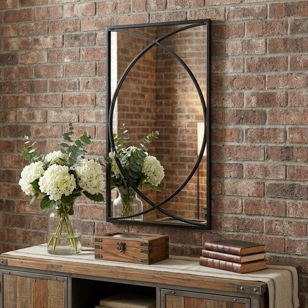 Set of Three Black Iron Framed Accent Mirror HomeRoots