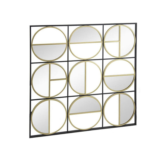 36" Black and Gold Square Iron Framed Accent Mirror HomeRoots