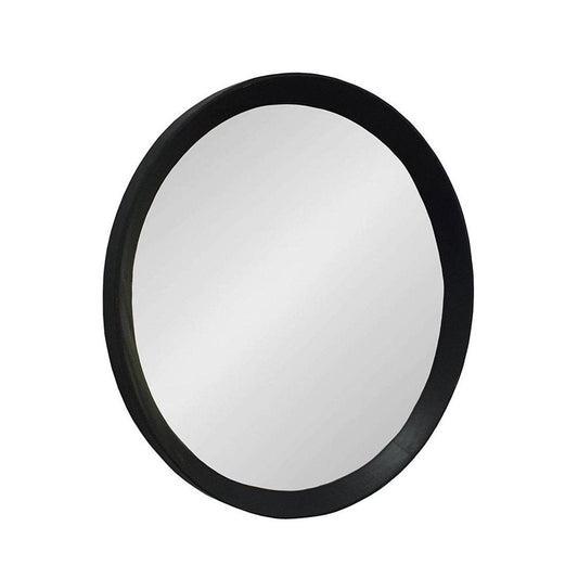 20" Black Round Wood Framed Accent Mirror HomeRoots