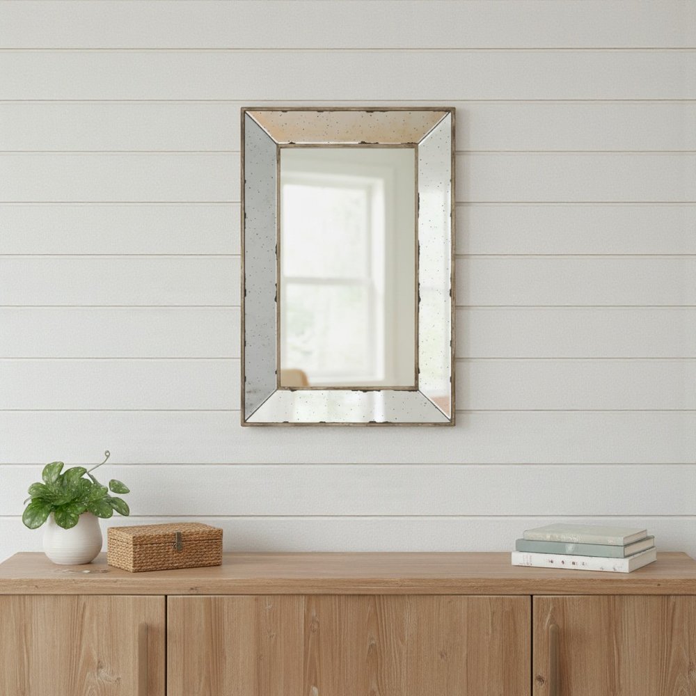 20" Silver Framed Antiqued Accent Mirror HomeRoots