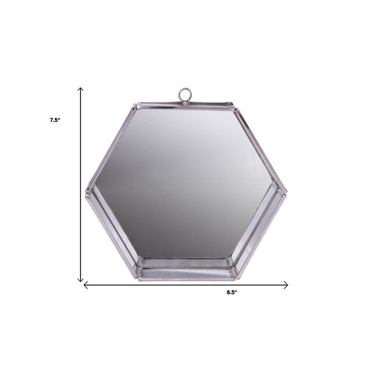8" Silver Hexagon Steel Framed Accent Mirror HomeRoots
