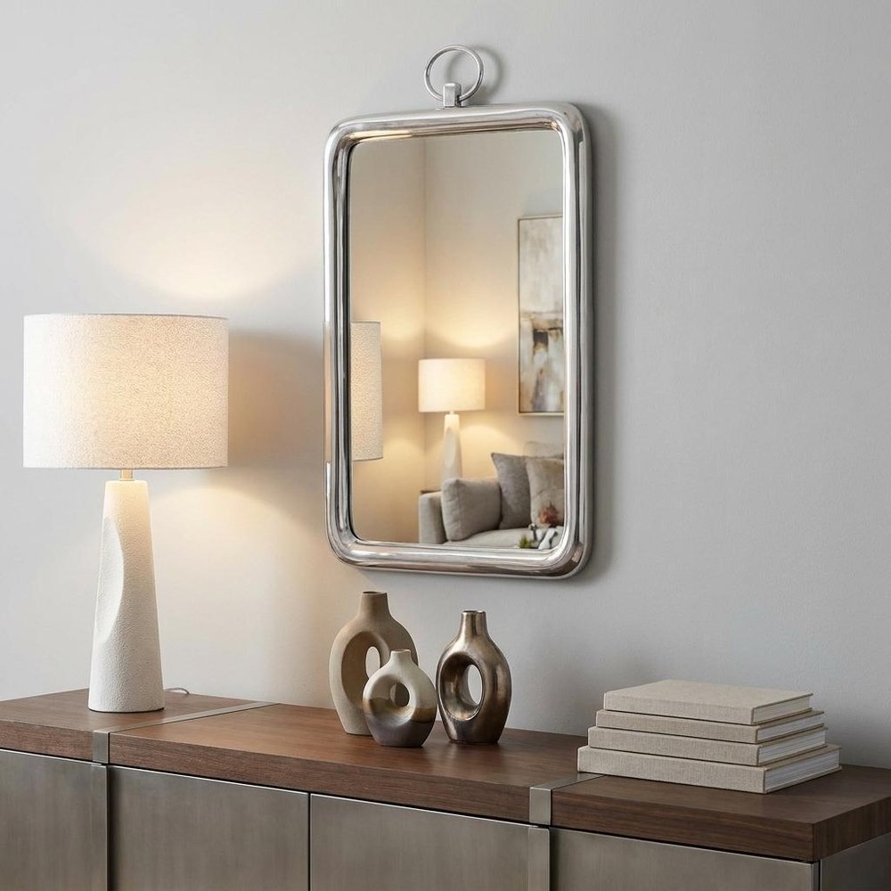 18" Silver Aluminum Framed Accent Mirror HomeRoots