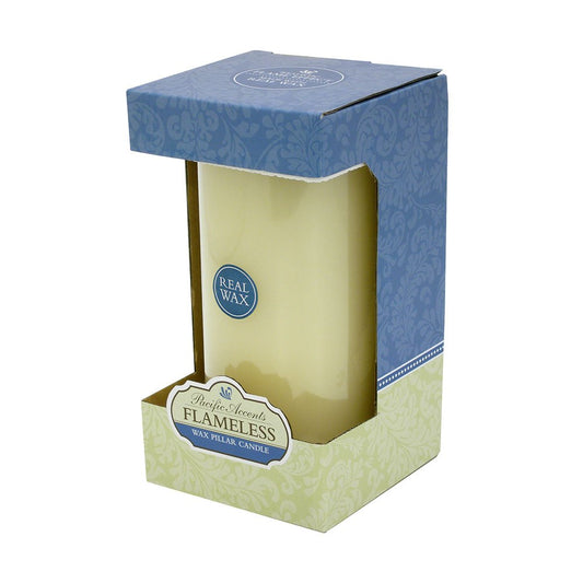 8" Ivory Flameless Pillar Candle HomeRoots