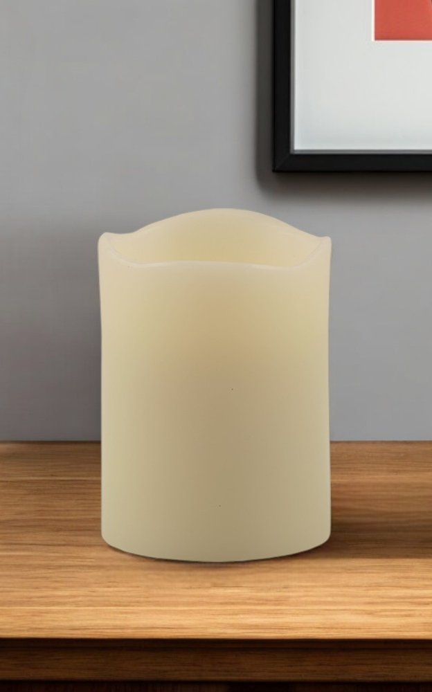 4" Ivory Flameless Pillar Candle HomeRoots
