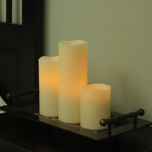 6" Ivory Flameless Pillar Candle HomeRoots