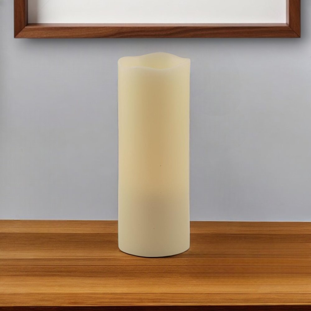 8" Ivory Flameless Pillar Candle HomeRoots
