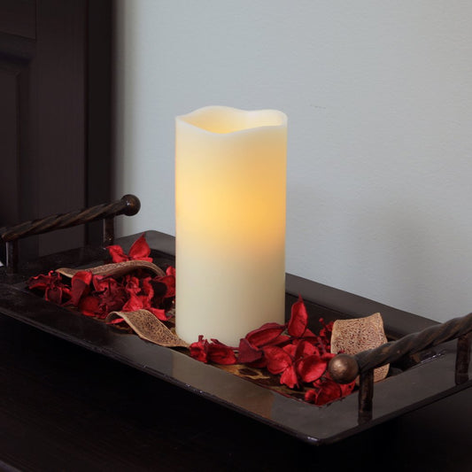 8" Ivory Flameless Pillar Candle HomeRoots