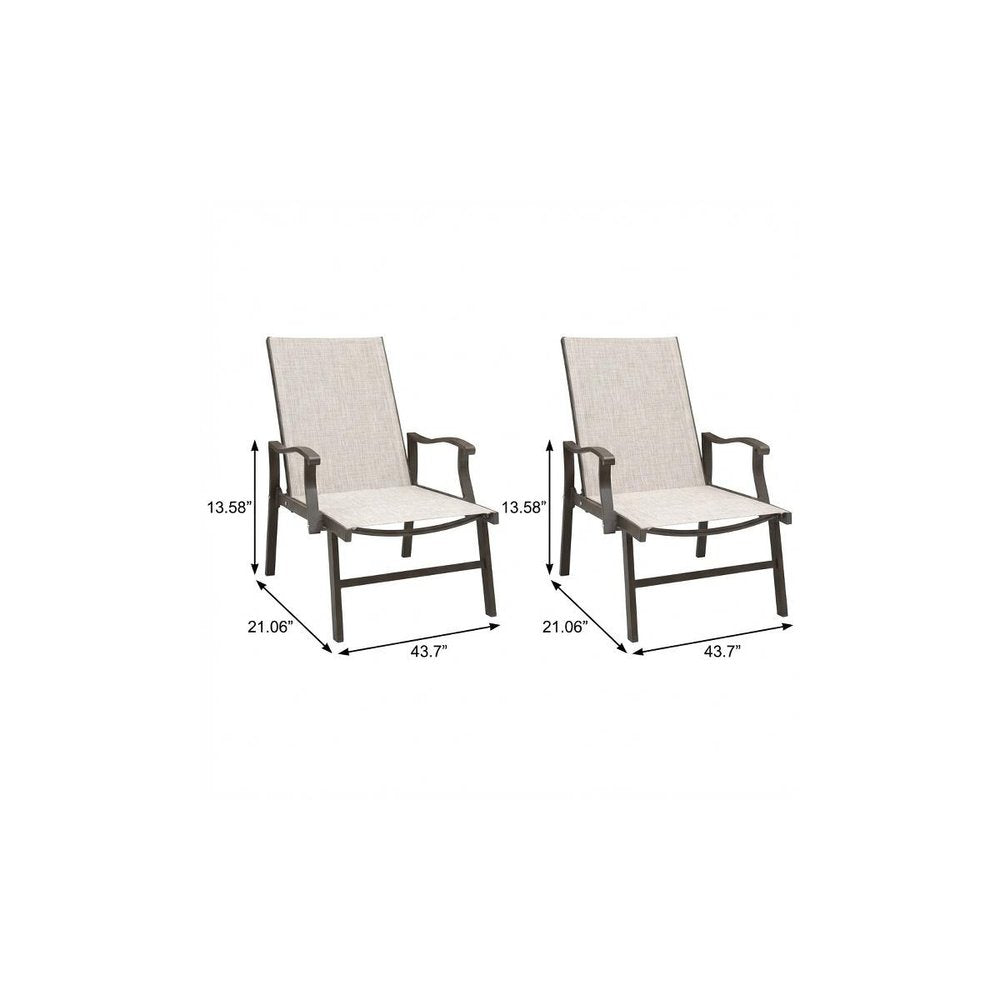 Set of Two Beige Aluminum Six Position Adjustable Outdoor Chaise Lounges HomeRoots