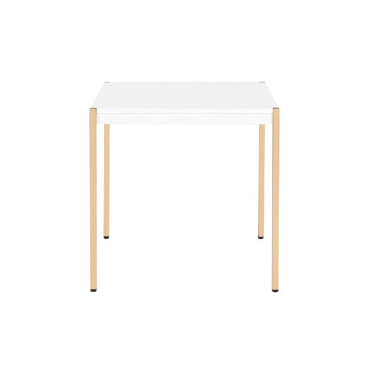 24" Gold And White Manufactured Wood Square End Table HomeRoots