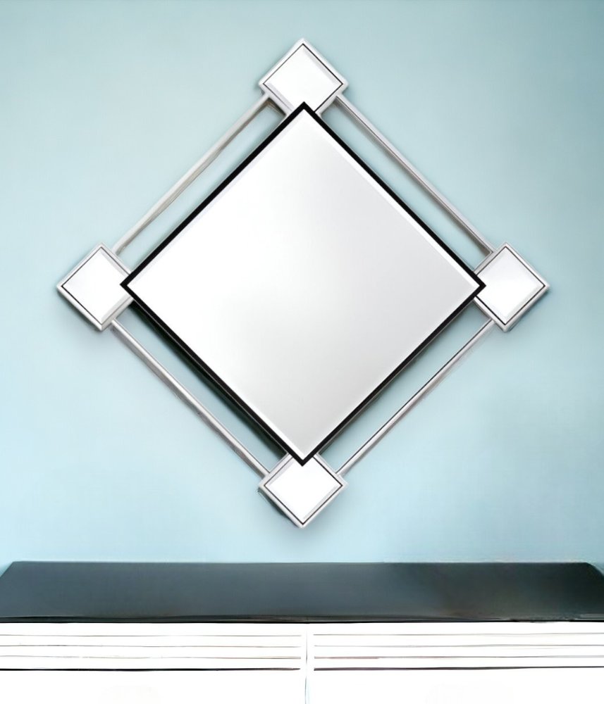 45" Gray And Black Abstract Metal Framed Accent Mirror HomeRoots