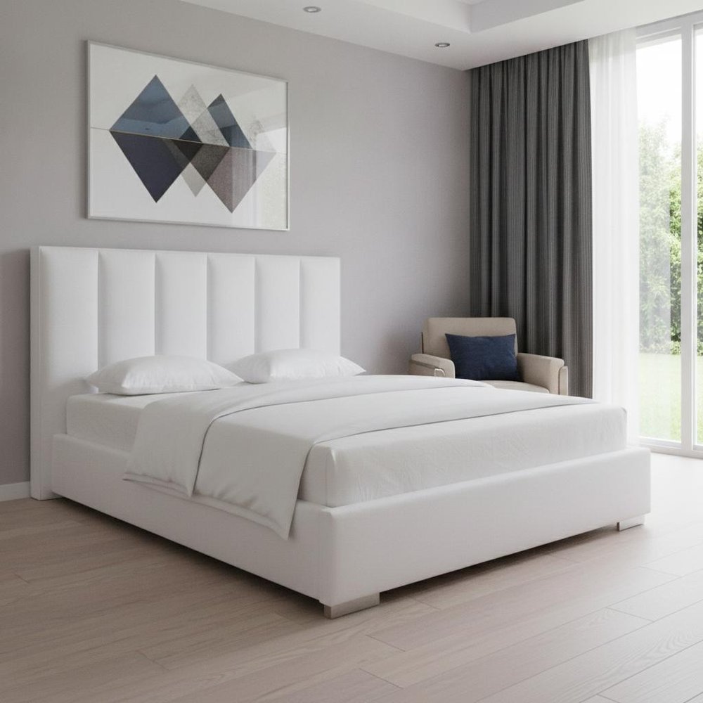 White Ribbed Texture Velvet Upholstered Queen Bed Frame HomeRoots
