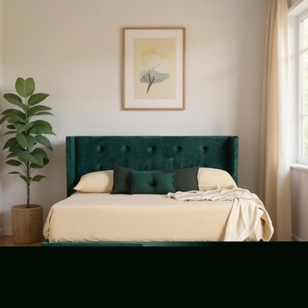 Green Wood And Tufted Velvet Queen Bed Frame HomeRoots
