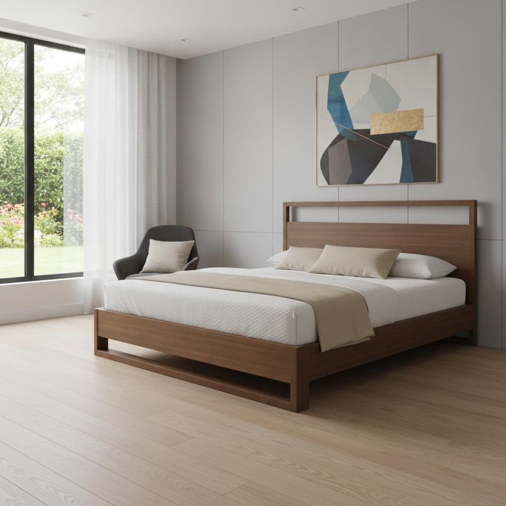 Brown Wood King Bed Frame HomeRoots