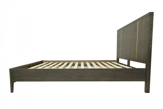Brown and Gold Wood King Bed Frame HomeRoots