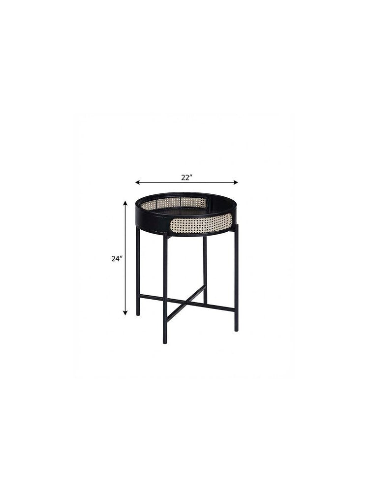 24" Black Melamine Veneer And Manufactured Wood Round End Table HomeRoots