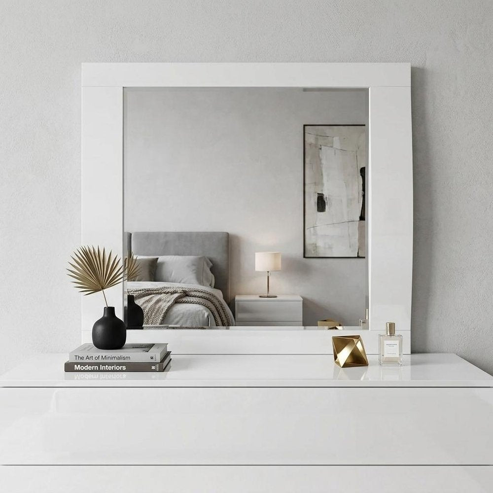 37" White Wood Framed Mounted Dresser Mirror HomeRoots