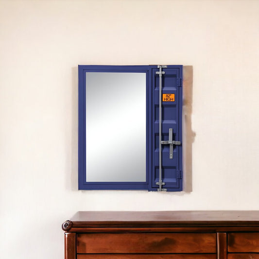 32" Blue Metal Framed Dresser Mirror HomeRoots