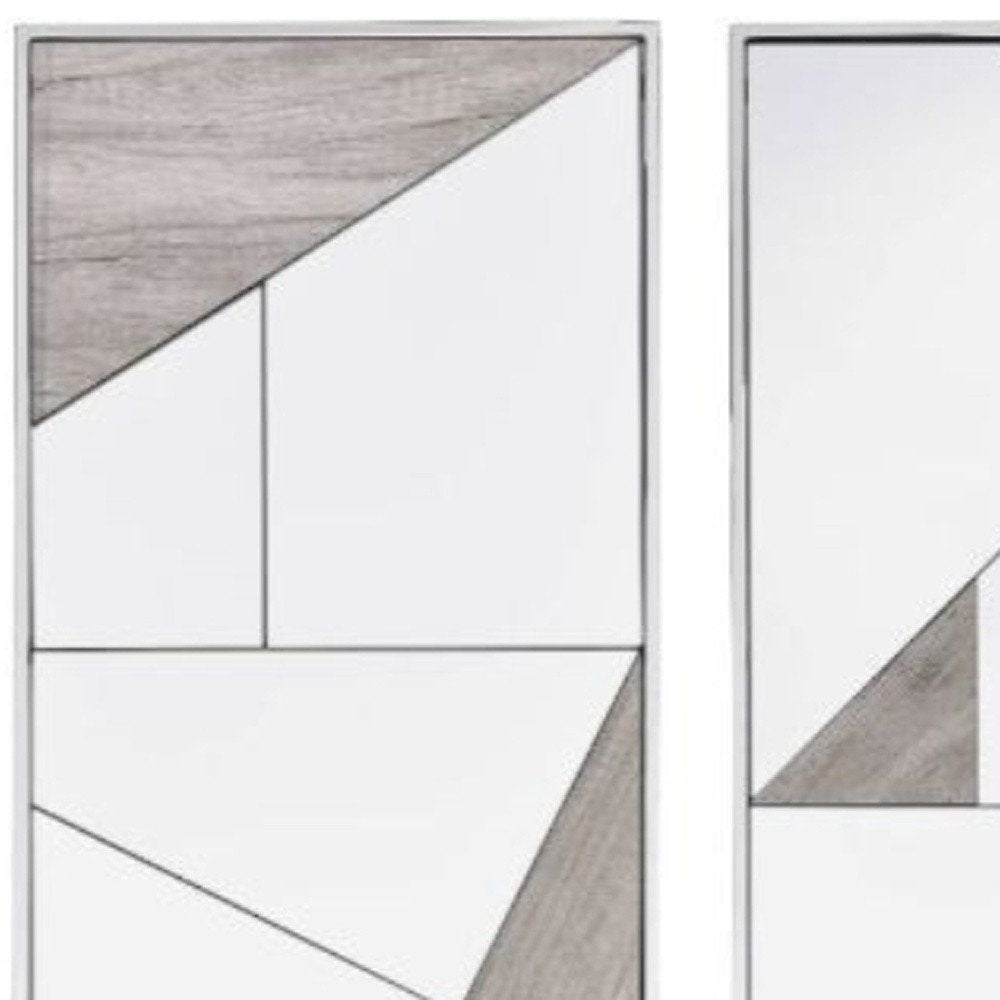 Set of Two Natural Metal Framed Accent Mirror HomeRoots