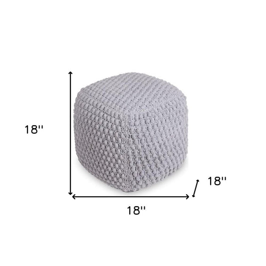 18" Light Gray Cotton Blend Pouf Ottoman HomeRoots