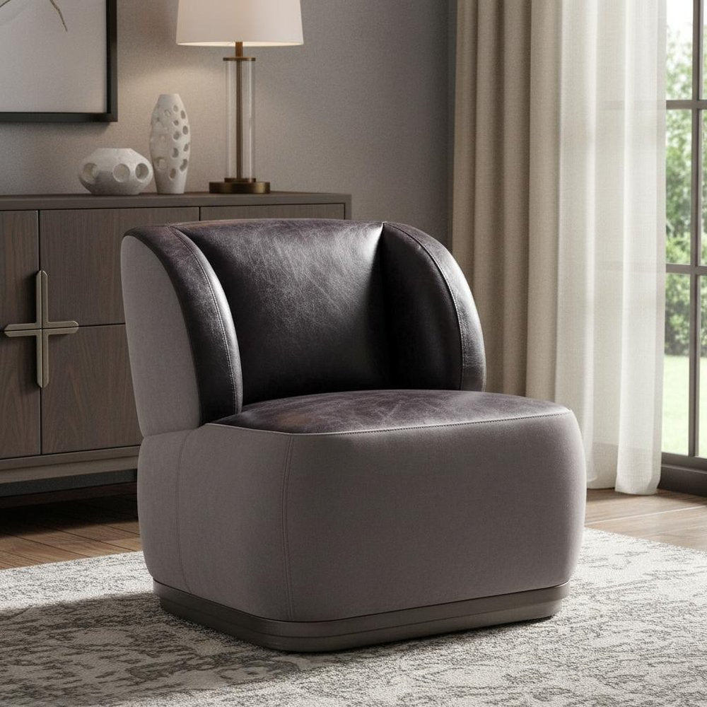 29" Slate Gray and Brown Velvet Slipper Chair HomeRoots