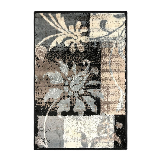 2' X 3' Beige And Gray Floral Power Loom Distressed Stain Resistant Area Rug - 32.0" (L) x 56.0" (W) x 0.8" (H) FurniFindUSA