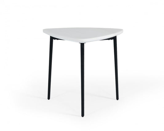22" Black And White Marble Triangle End Table HomeRoots