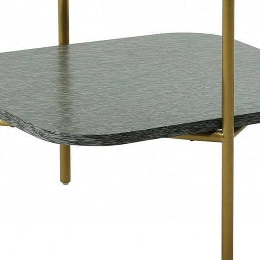 20" Gold And Clear Glass And Metal Square End Table With Shelf HomeRoots
