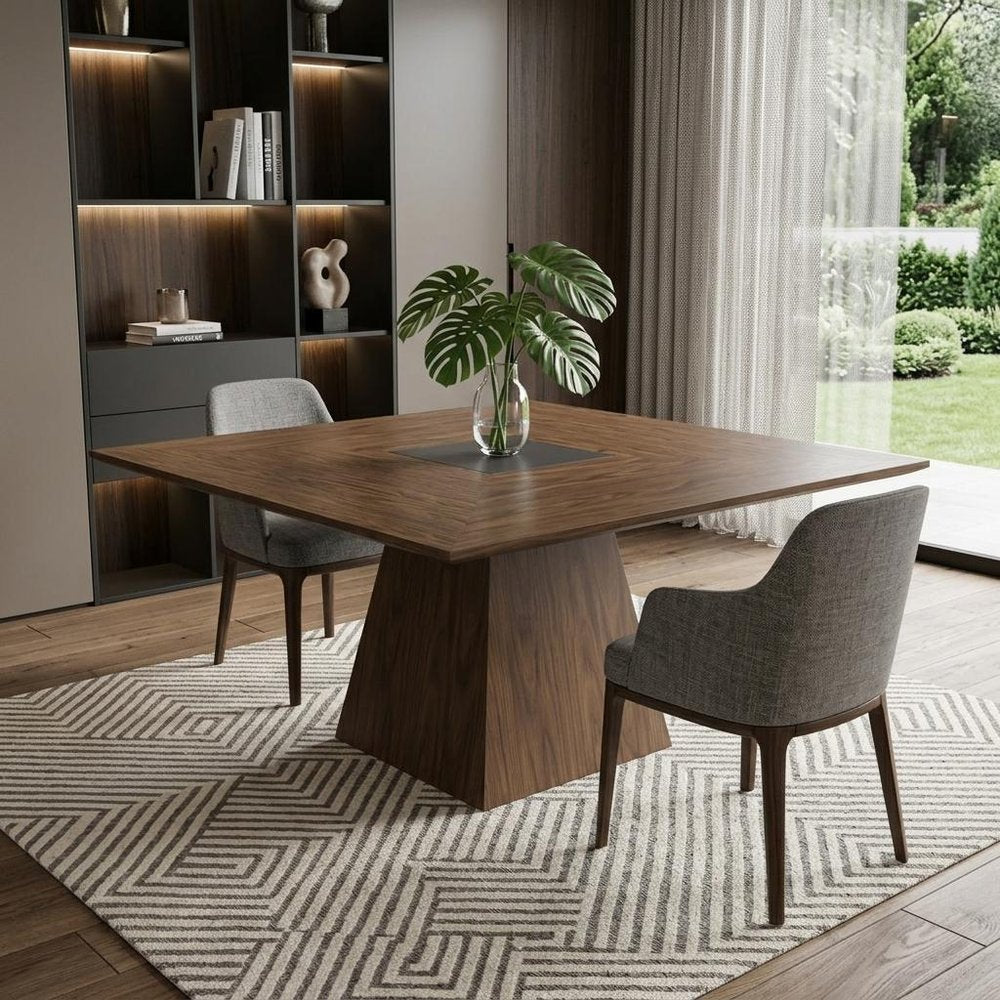 59" Walnut Square Solid Manufactured Wood Dining Table HomeRoots
