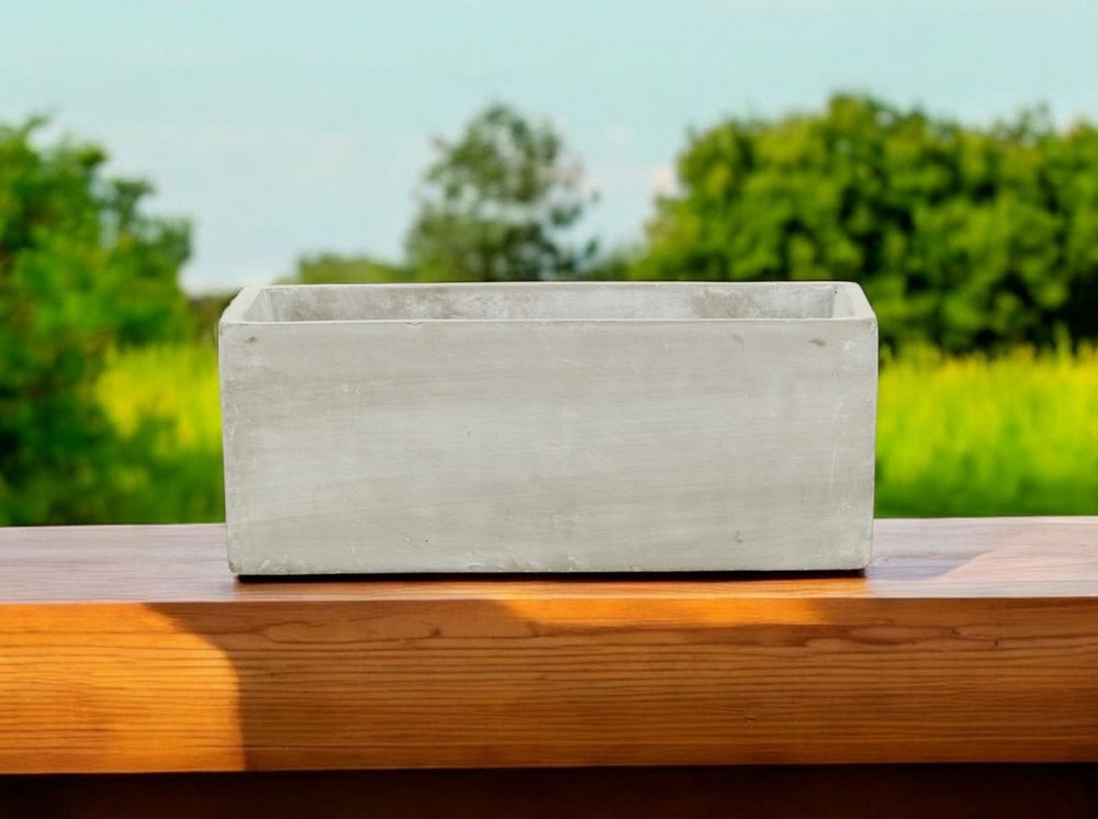 9" Light Gray Cement Indoor Outdoor Rectangular Pot Planter HomeRoots