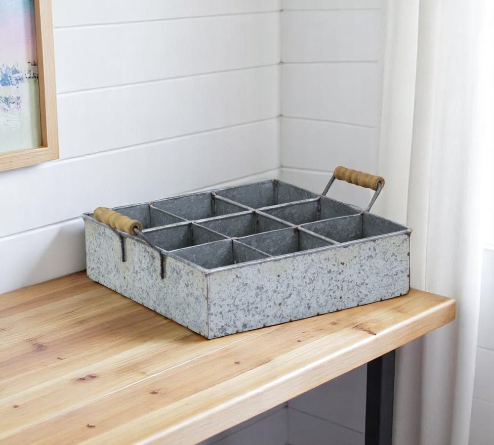 12" Silver Galvanized Metal Box HomeRoots