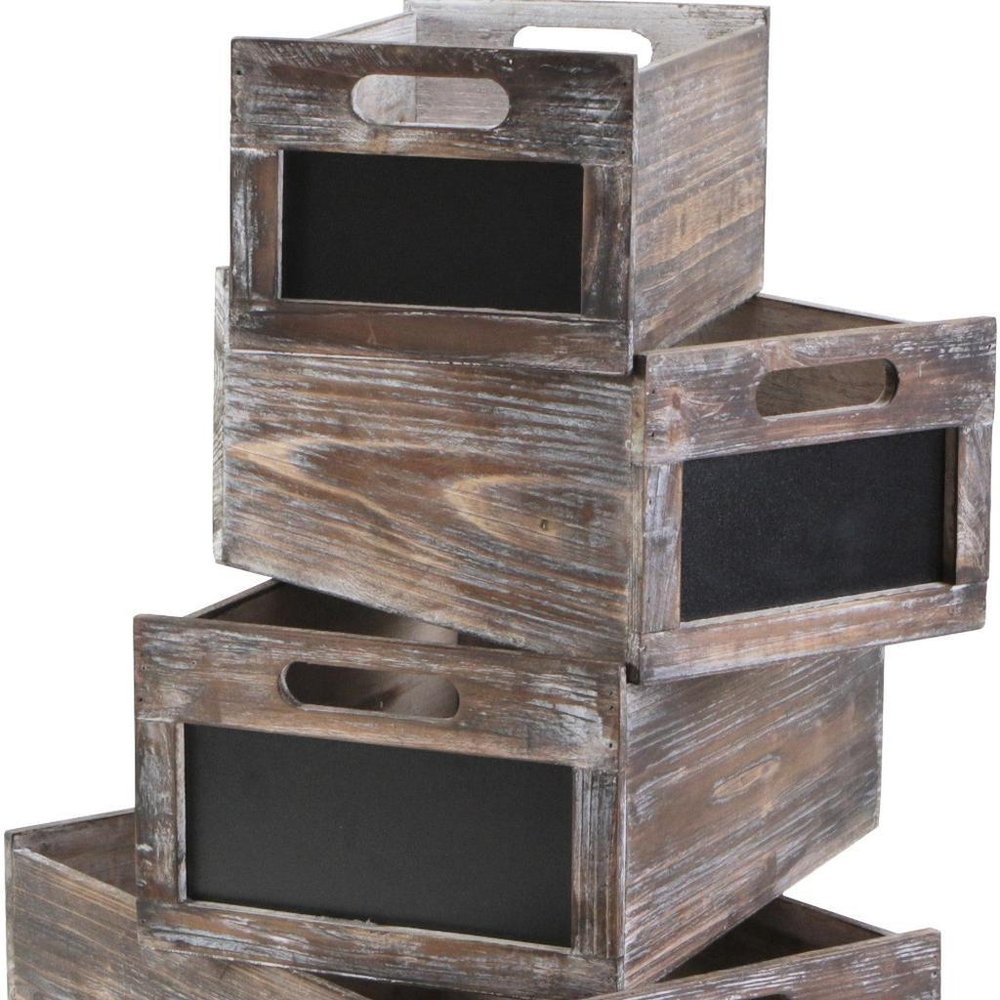 Set of Four Black And Brown Nesting Solid Wood Crate HomeRoots