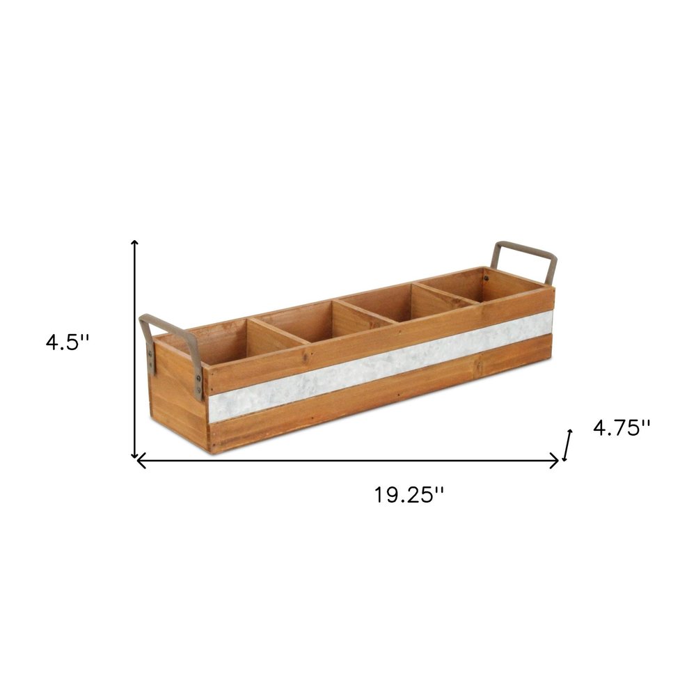19" Brown Galvanized Solid Wood And Metal Organizing Box HomeRoots
