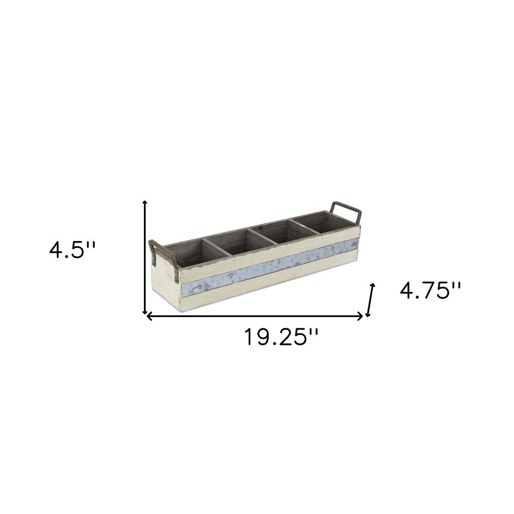 19" Antiqued White Galvanized Solid Wood And Metal Organizing Box HomeRoots