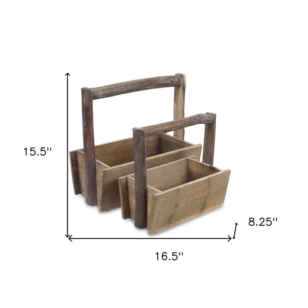 Set of Two Natural Solid Wood Cube or Bin HomeRoots